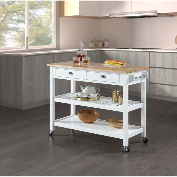 American Heritage 3 Tier Butcher Block Kitchen Cart with Drawers, image 1
