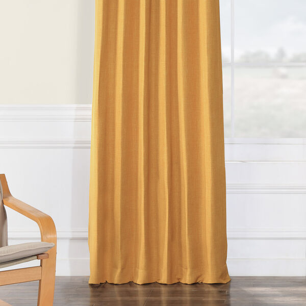 Faux Linen Blackout  Dandelion Gold 84 x 50-Inch Curtain Single Panel, image 5