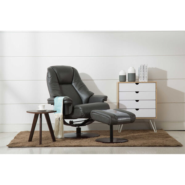 Loring Merlot Charcoal Air Leather Manual Recliner with Ottoman, image 1