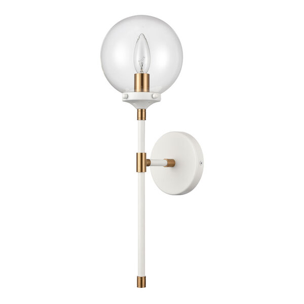 Boudreaux Matte White and Satin Brass One-Light Wall Sconce, image 2