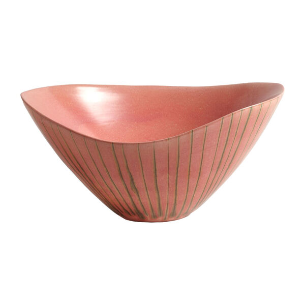 Studio A Home Brown and Pink Striped Melon Bowl, image 6