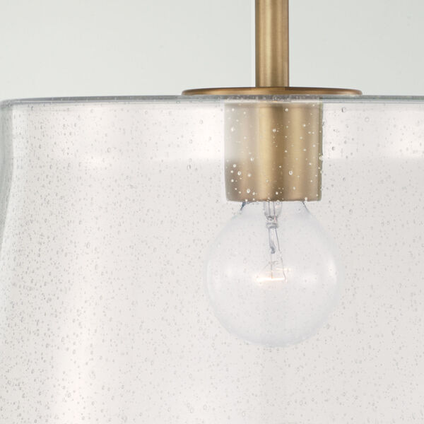 HomePlace Baker Aged Brass One-Light Semi-Flush or Pendant with Clear Seeded Glass, image 2