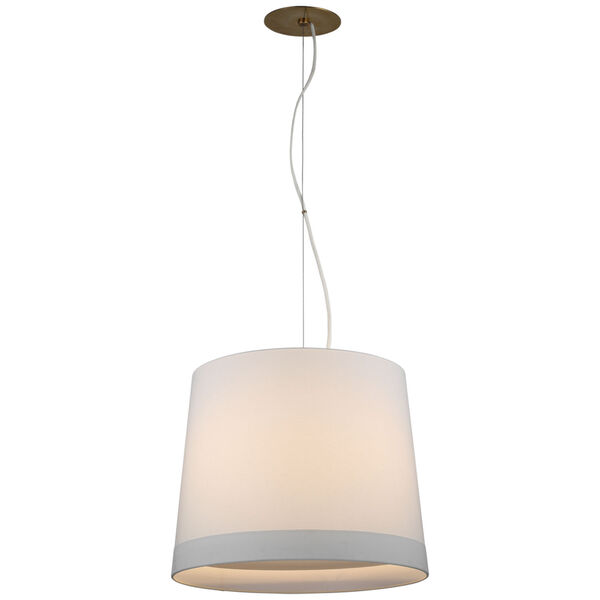 Sash Medium Hanging Shade in Soft Brass with Linen Shade Banded by Barbara Barry, image 1