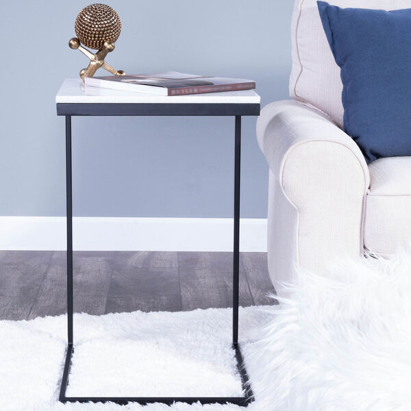 Lawler Black Metal and Marble End Table, image 1