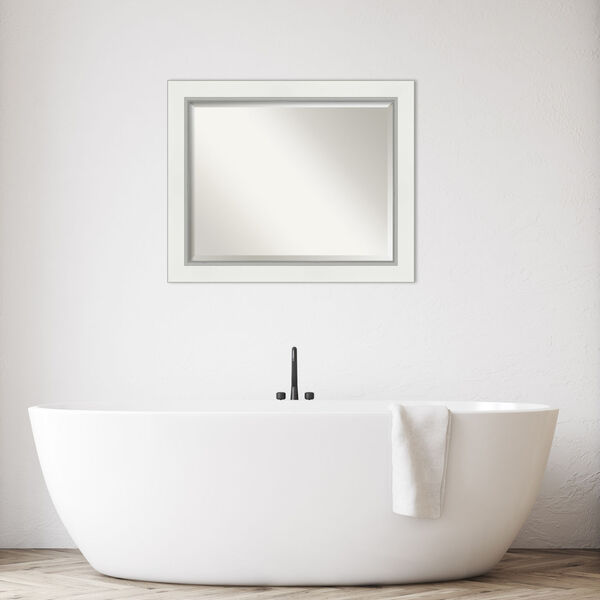 Eva White and Silver 33W X 27H-Inch Bathroom Vanity Wall Mirror, image 3