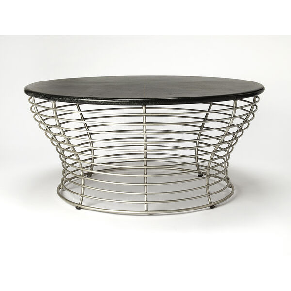 Fleming Fossil Stone and Metal Coffee Table, image 1