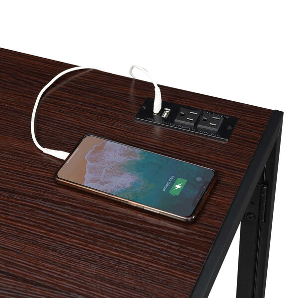 Xtra Espresso Black Folding Desk with Charging Station, image 4