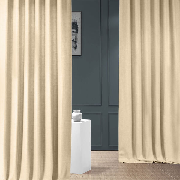 Italian Faux Linen Sepia Beige 50 in W x 84 in H Single Panel Curtain, image 1