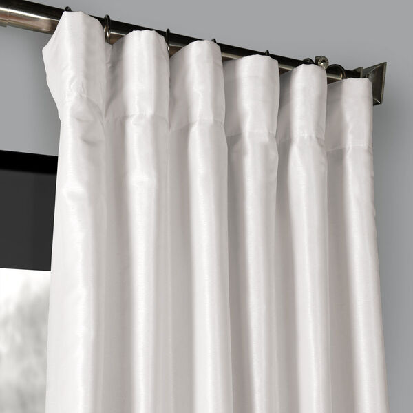 Ice White Blackout Vintage Textured Faux Dupioni Silk Single Curtain Panel 50 x 108, image 2