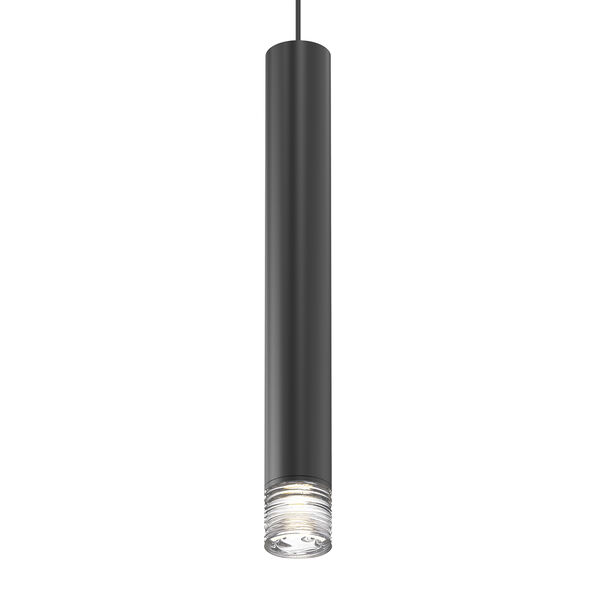 ALC Satin Black One-Light LED Mini Pendant with Clear Ribbon Glass Trim, image 1