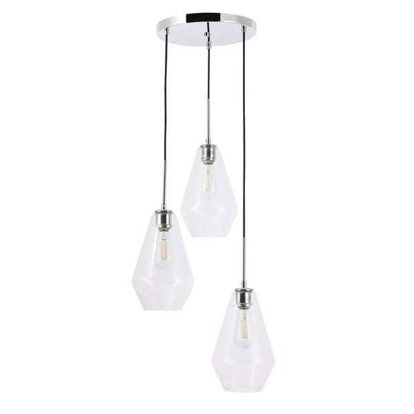 Gene Chrome Three-Light Pendant with Clear Glass, image 5