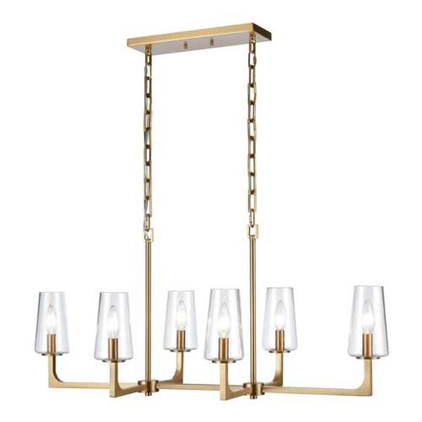 Fitzroy Lacquered Brass Six-Light Chandelier, image 1