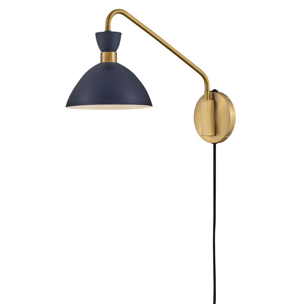 Simon Matte Navy with Heritage Brass Accents One-Light Wall Sconce, image 2