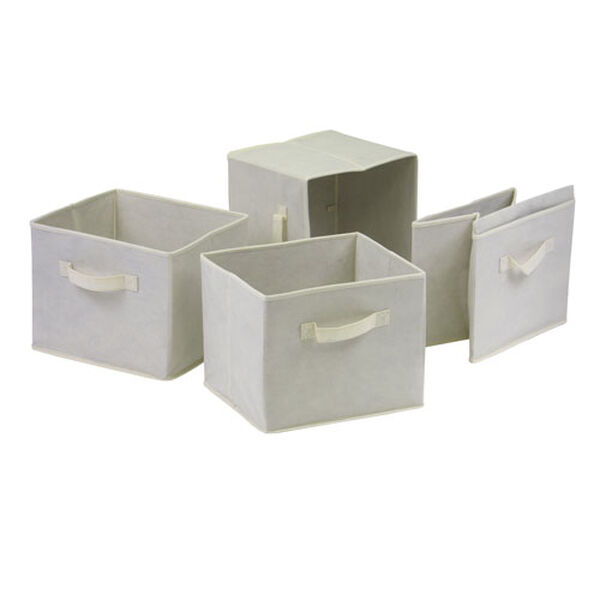 Capri Foldable Beige Fabric Baskets, Set of Four, image 1