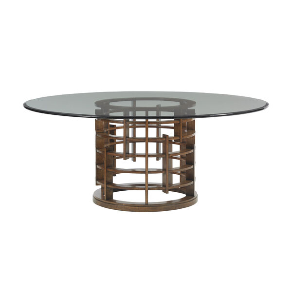 Island Fusion Brown Meridien Round Dining Table with 72 In. Glass Top, image 1