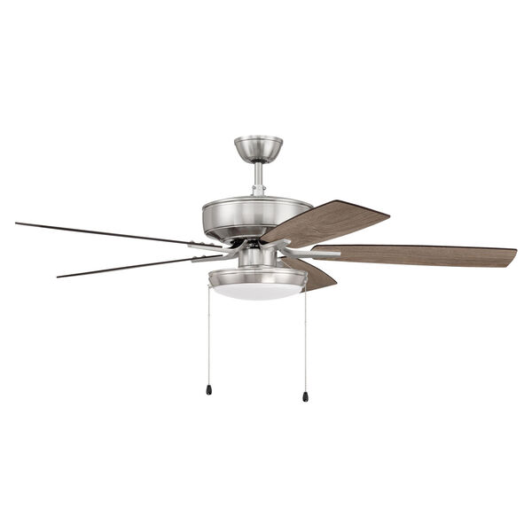 Pro Plus Brushed Polished Nickel 52-Inch LED Ceiling Fan with Frost Acrylic Pan Shade, image 1
