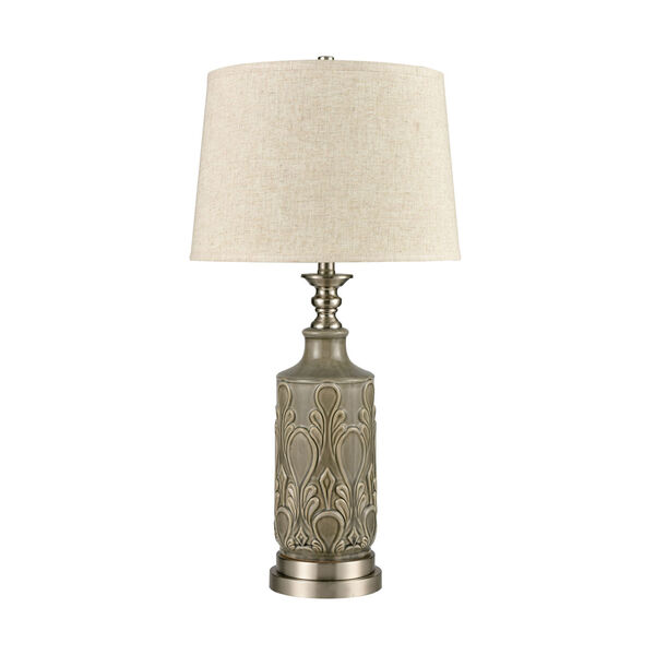 Strangford Gray Grey Glaze Satin Nickel One-Light Table Lamp, image 2