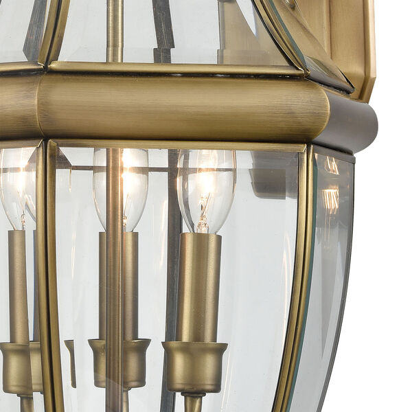 Ashford Gold Antique Brass Clear Glass Three-Light Outdoor Wall Sconce, image 3