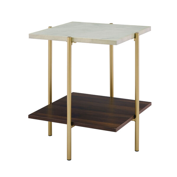 Marble and Gold Square Side Table, image 2