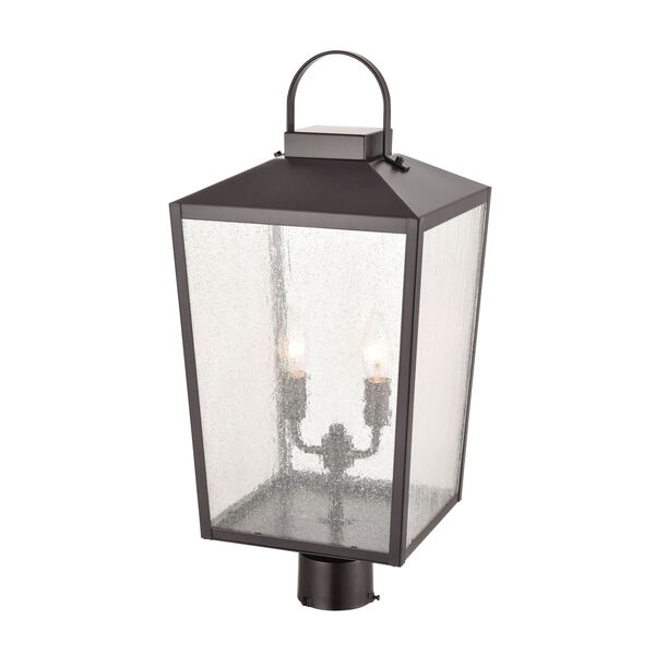 Devens Powder Coat Bronze Two-Light Outdoor Post Lantern With Transparent Glass, image 2