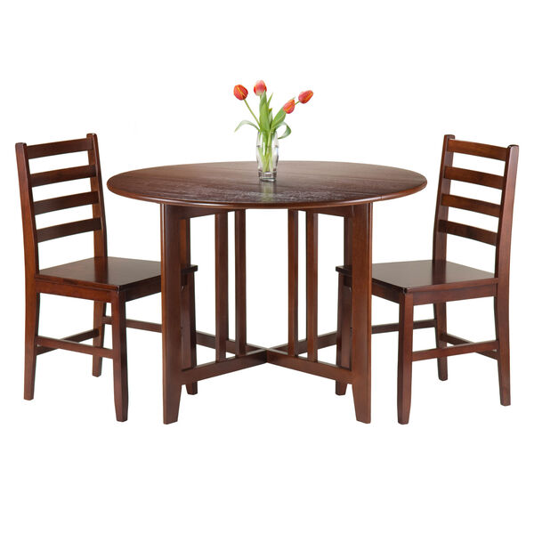 Alamo 3-Piece Round Drop Leaf Table with 2 Hamilton Ladder Back Chairs, image 2