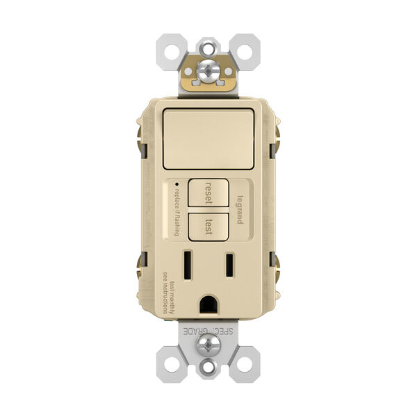 Ivory Combination Tamper-Resistant 15A Self-Test Single-Pole Switch GFCI, image 1