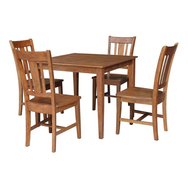 Distressed Oak Dining Table with Four Splatback Chairs, 5 Piece Set, image 1