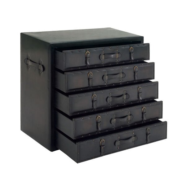 Black Faux Leather and Wood Chest, image 5