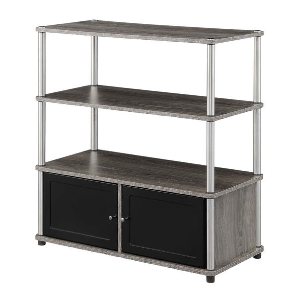 Designs2Go Highboy Weathered Gray TV Stand with Storage Cabinet and Shelf, image 1