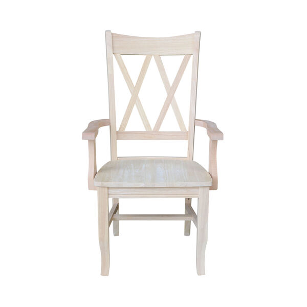 Beige Double X-Back Chair with Arms, image 2