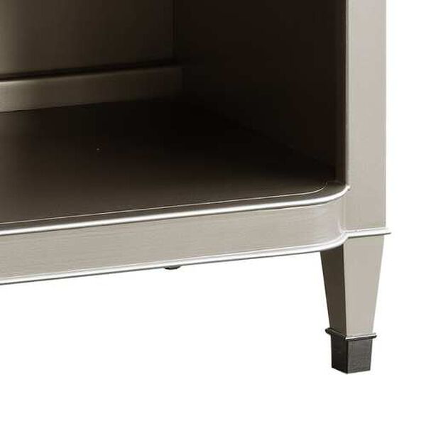 Zoey Silver Two Drawer Nightstand with Open Shelf and Wireless Charger, image 4