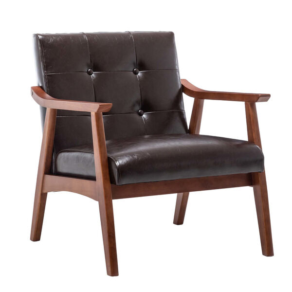 Take a Seat Natalie Espresso Faux Leather and Espresso Accent Chair, image 3