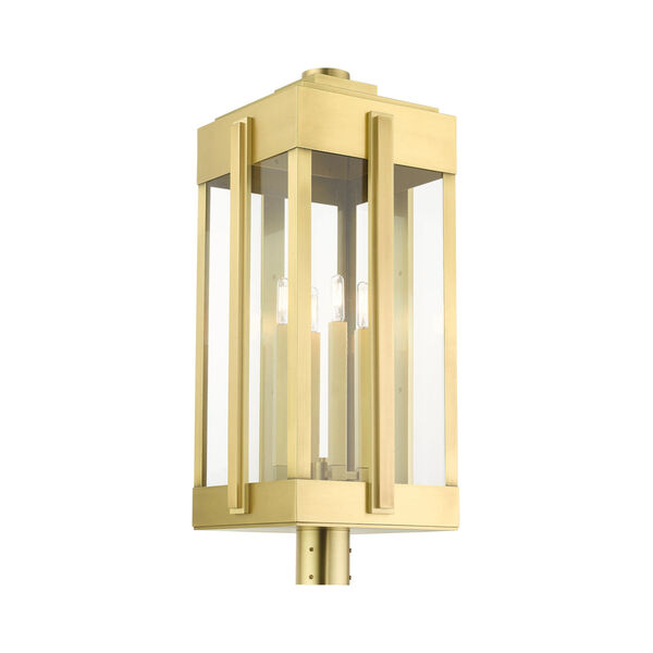 Lexington Natural Brass Four-Light Outdoor Post Lantern, image 5