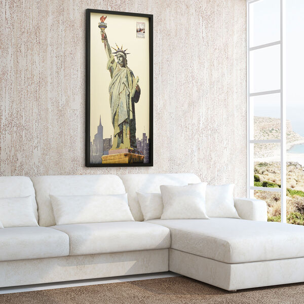 Black Framed Lady Liberty Dimensional Collage Graphic Glass Wall Art, image 5