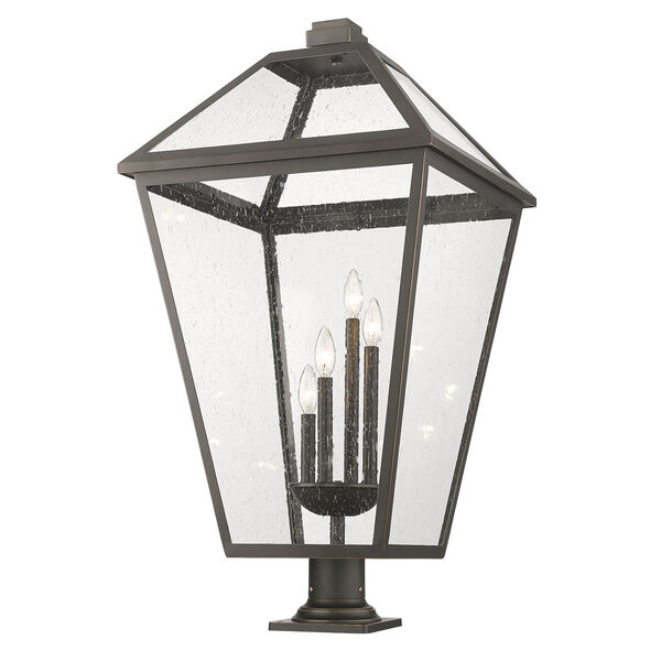 Talbot Four-Light Outdoor Pier Mounted Fixture with Seedy Shade, image 1