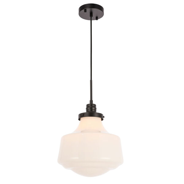 Lyle Black 11-Inch One-Light Pendant with Frosted White Glass, image 6