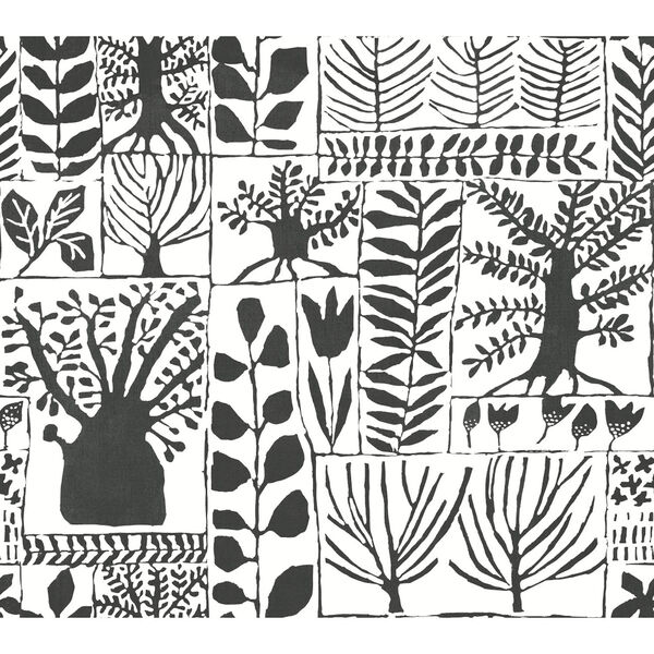 Black and White 27 In. x 27 Ft. Primitive Trees Wallpaper, image 2