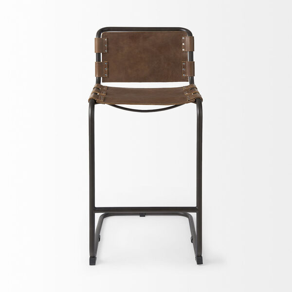 Berbick Medium Brown Leather Seat Bar Height Stool, image 2
