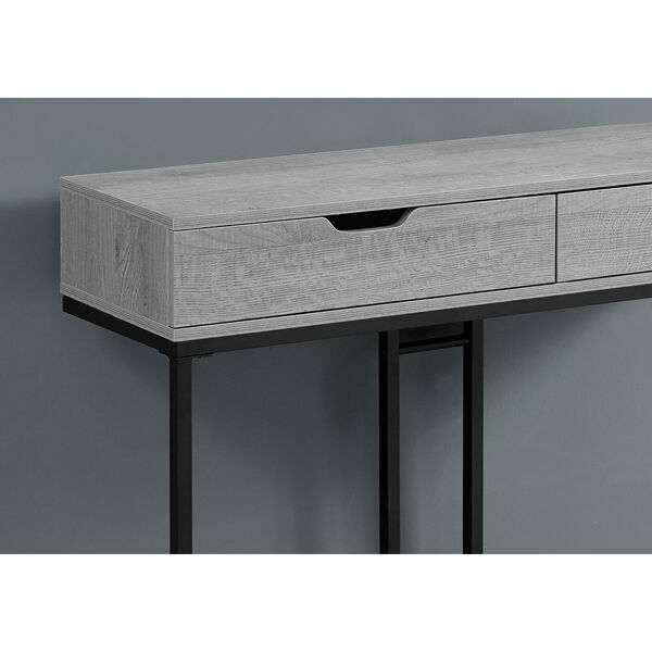 Gray and Black 12-Inch Console Table with Two Drawers, image 3