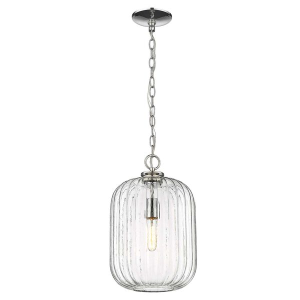 Cabot Polished Nickel One-Light Pendant with Clear Reeded Glass, image 3