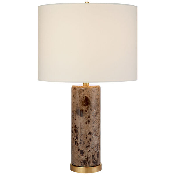 Cliff Table Lamp in Brown Marble with Linen Shade by AERIN, image 1