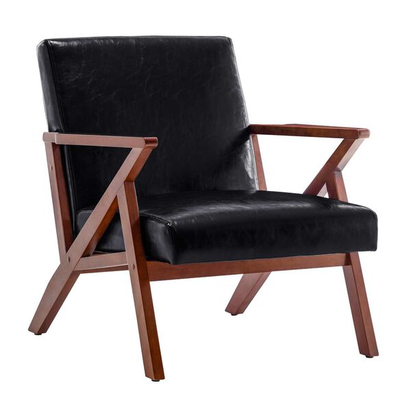 Take A Seat Black Faux Leather Espresso Cliff Accent Chair, image 1