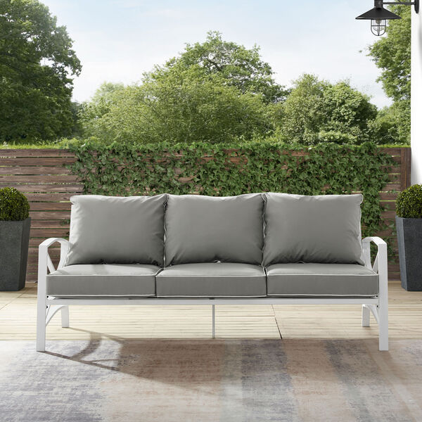 Kaplan White and Gray Outdoor Metal Sofa, image 4