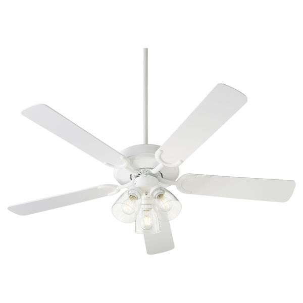 Virtue Studio White Three-Light 52-Inch Ceiling Fan with Clear Seeded Glass, image 3