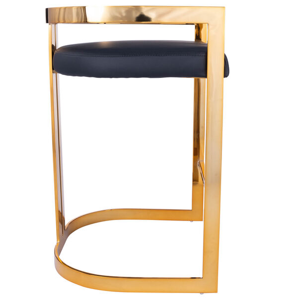 Clarence Gold and Black Faux Leather Counter Stool, image 2