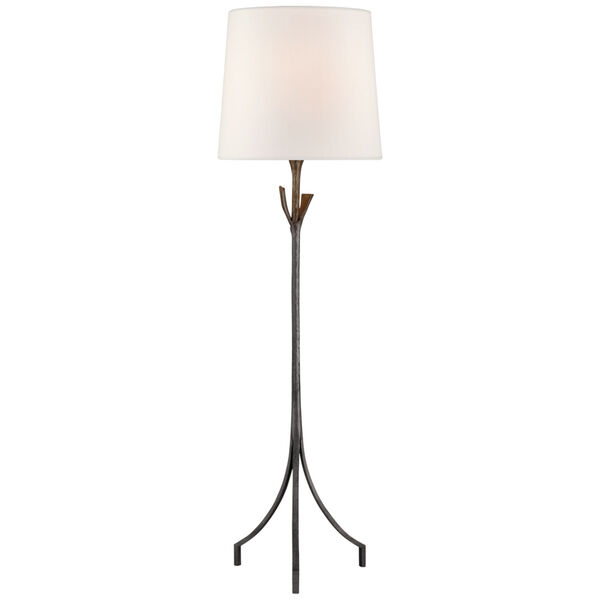 Fliana Floor Lamp in Aged Iron with Linen Shade by AERIN, image 1