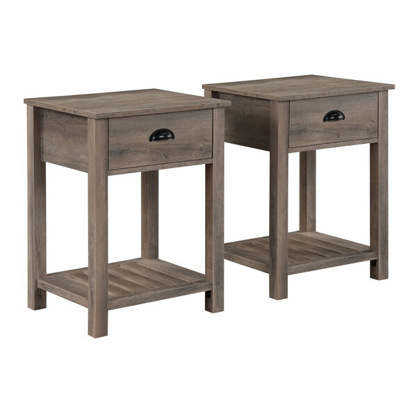 Gray Wash Single Drawer Side Table, Set of Two, image 4