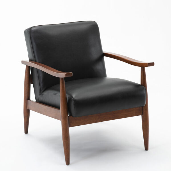 Austin Black and Walnut Wooden Base Accent Chair, image 2