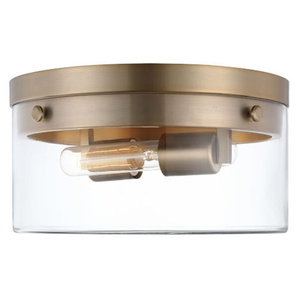 Intersection Burnished Brass 14-Inch Two-Light Flush Mount, image 3