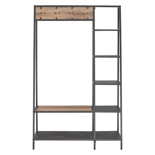 Marrow Matte Black Metal Coar Rack with Ladder Shelf, image 4